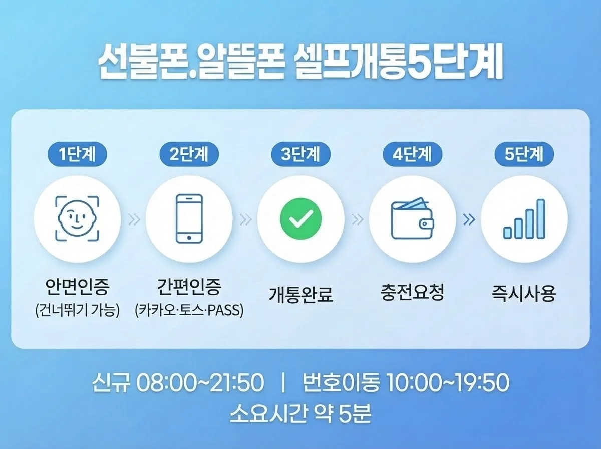논산선불폰 셀프개통 안내 — KT망·LG망 5단계