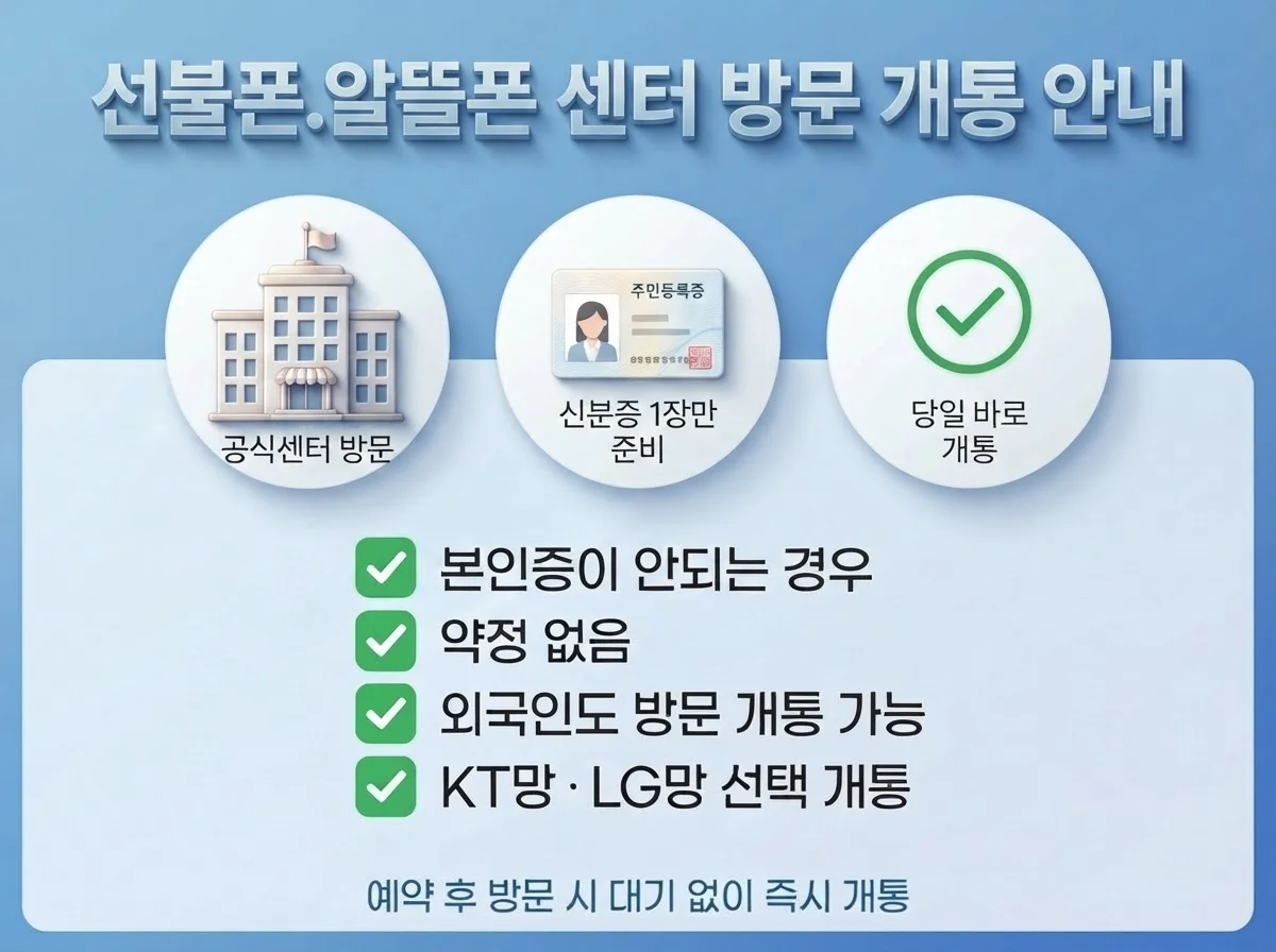 구로디지털BP앤텔레콤 센터 방문 개통 안내 — 신분증 1장
